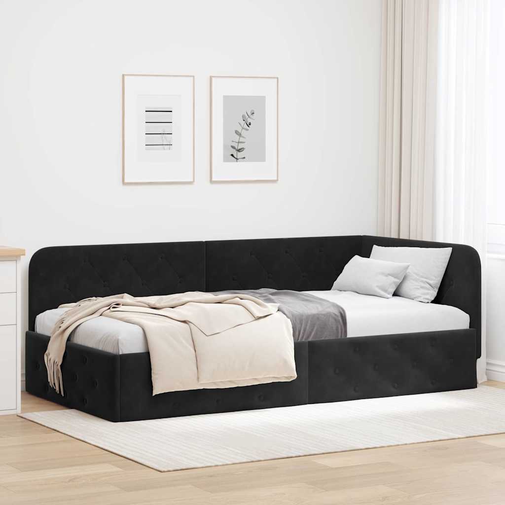 vidaXL Estructura de cama en esquina Negro 90 x 200 cm Terciopelo