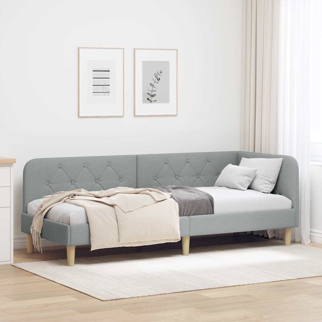 vidaXL Estructura de cama en esquina Gris Claro 80 x 200 cm tela