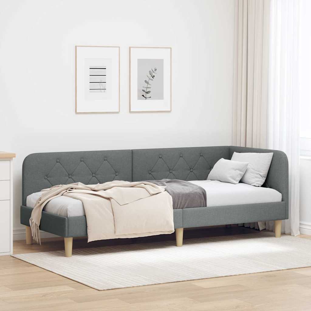 vidaXL Estructura de cama en esquina Gris oscuro 80 x 200 cm tela