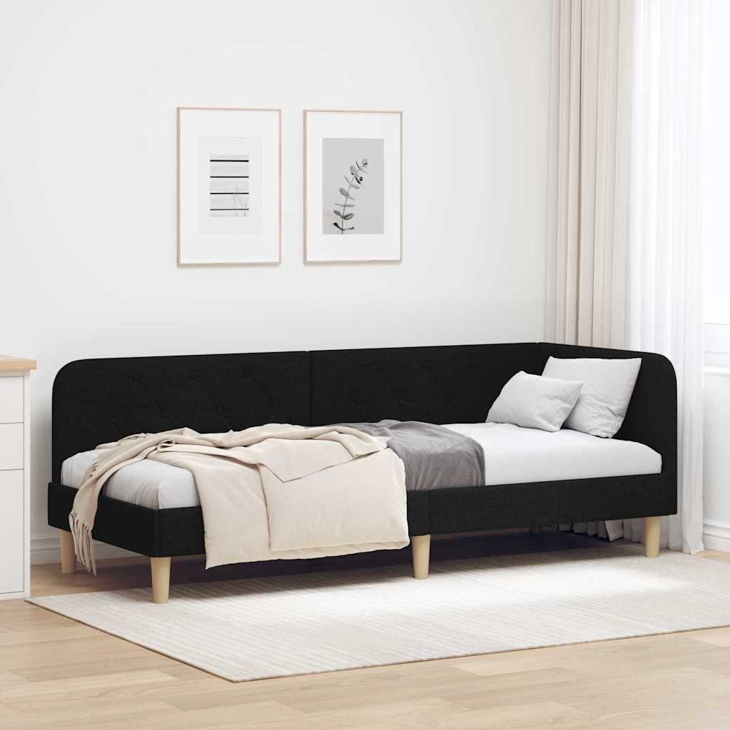 vidaXL Estructura de cama en esquina Negro 80 x 200 cm tela
