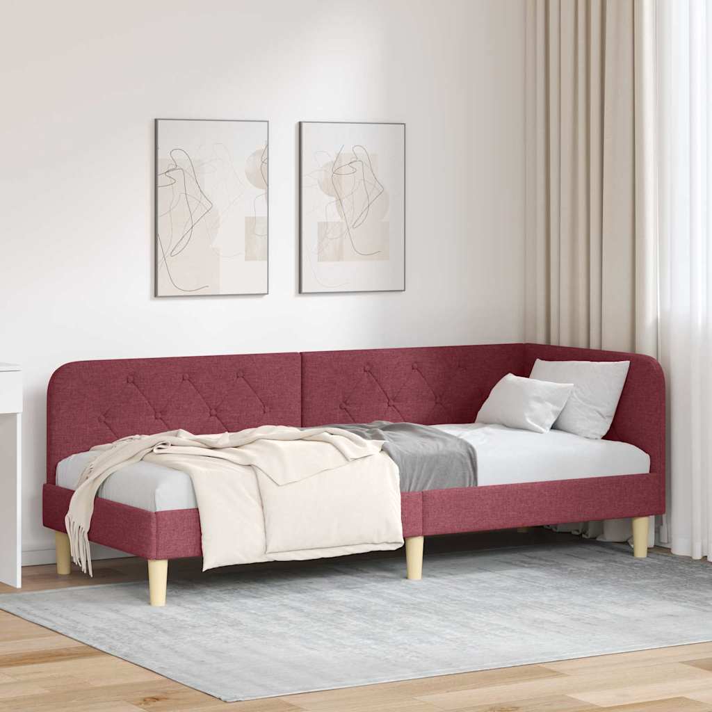 vidaXL Estructura de cama en esquina Rojo vino 80 x 200 cm tela