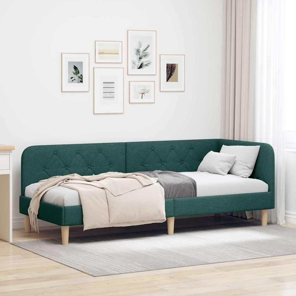 vidaXL Estructura de cama en esquina Verde oscuro 80 x 200 cm tela