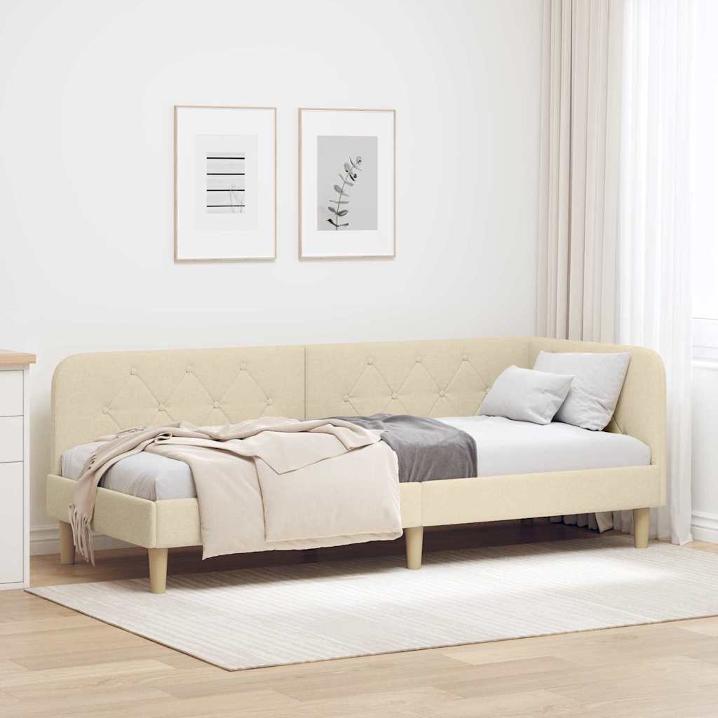 vidaXL Estructura de cama en esquina Crema 80 x 200 cm tela