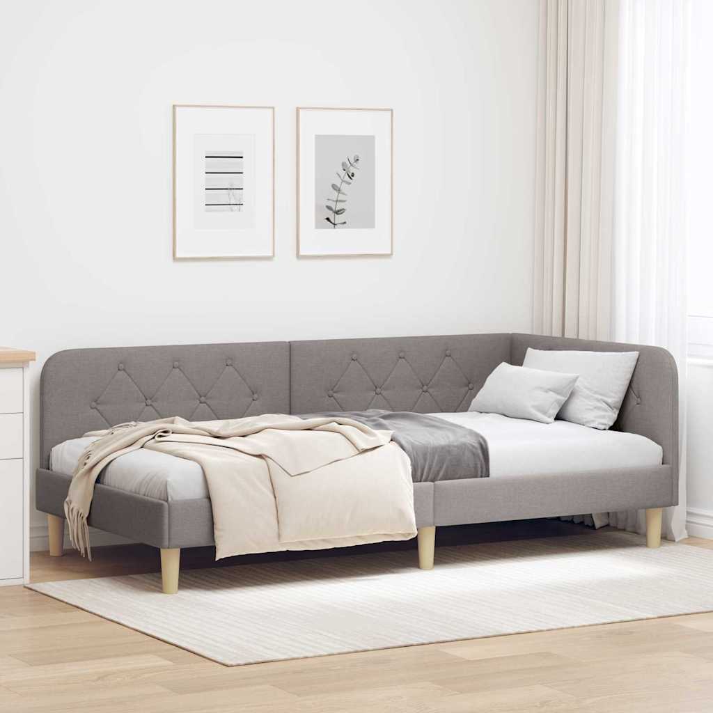 vidaXL Estructura de cama en esquina Taupé 90 x 190 cm tela