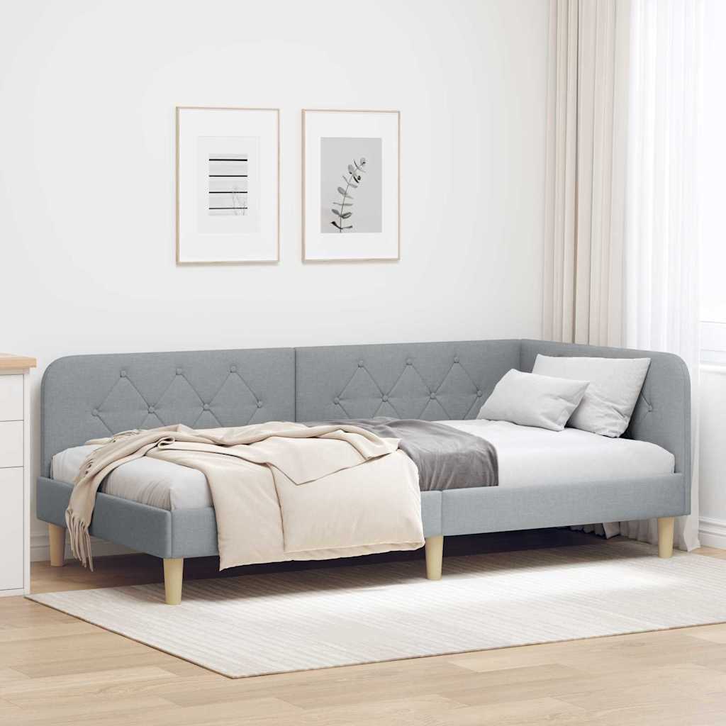vidaXL Estructura de cama en esquina Gris Claro 90 x 200 cm tela
