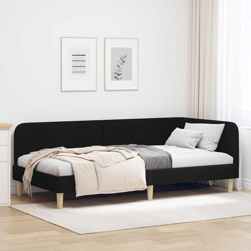 vidaXL Estructura de cama en esquina Negro 100 x 200 cm tela