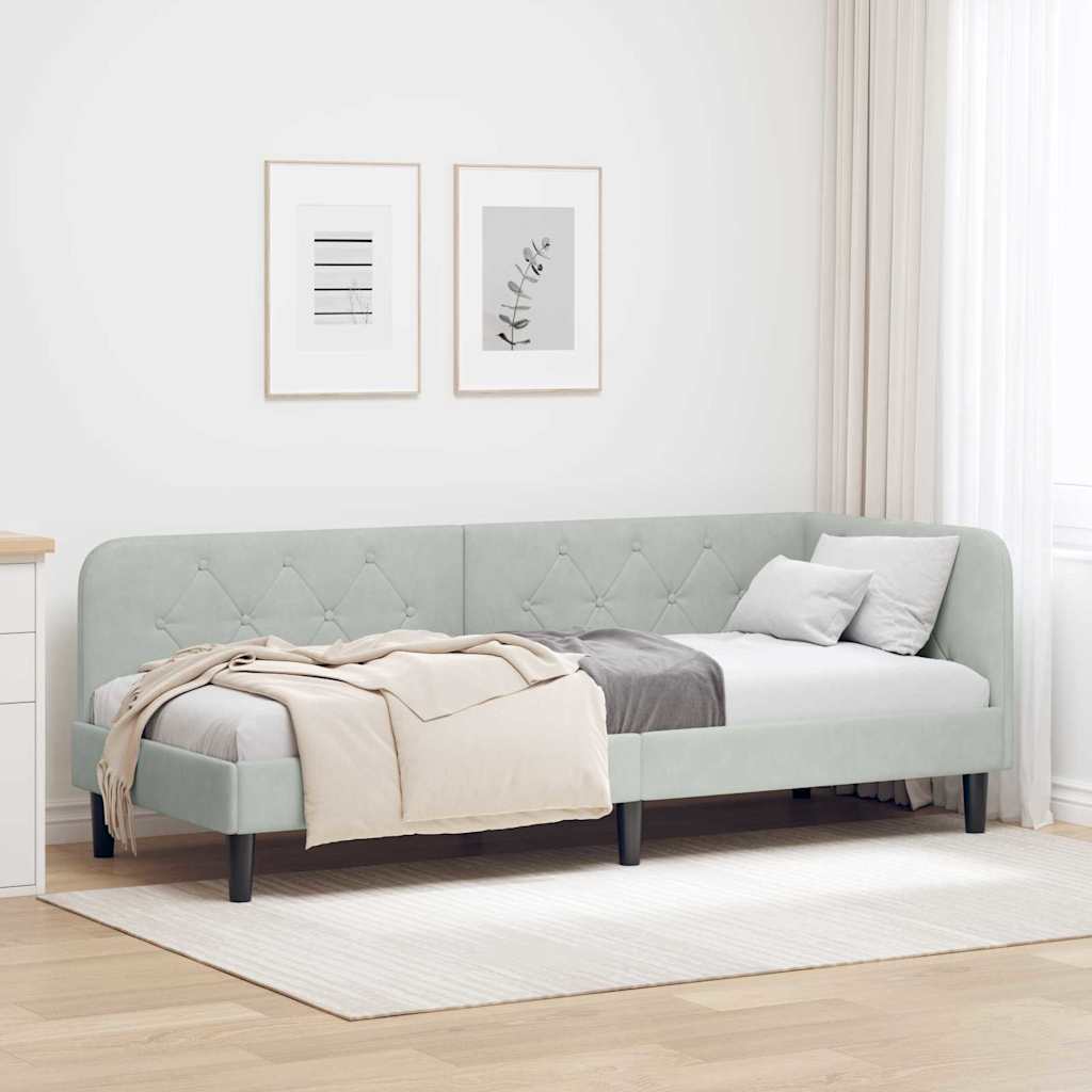 vidaXL Estructura de cama en esquina Gris Claro 80 x 200 cm Terciopelo