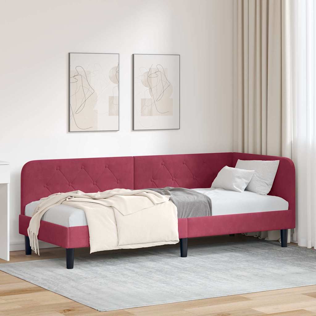 vidaXL Estructura de cama en esquina Rojo vino 80 x 200 cm Terciopelo
