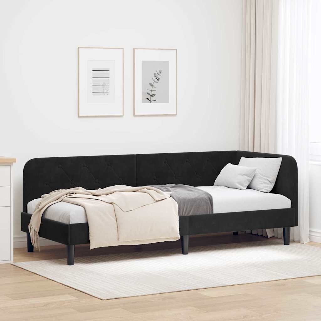 vidaXL Estructura de cama en esquina Negro 80 x 200 cm Terciopelo