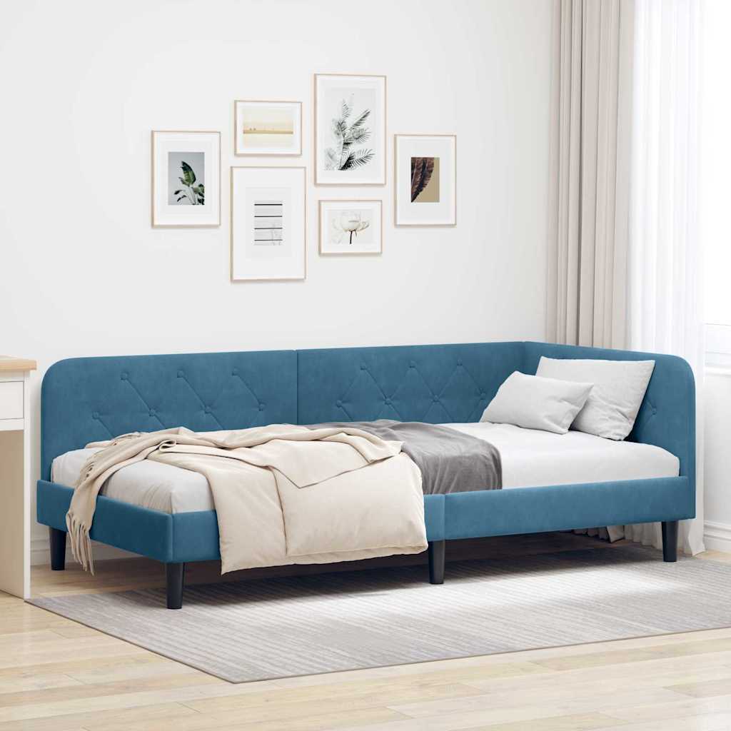 vidaXL Estructura de cama en esquina Azul 90 x 190 cm Terciopelo