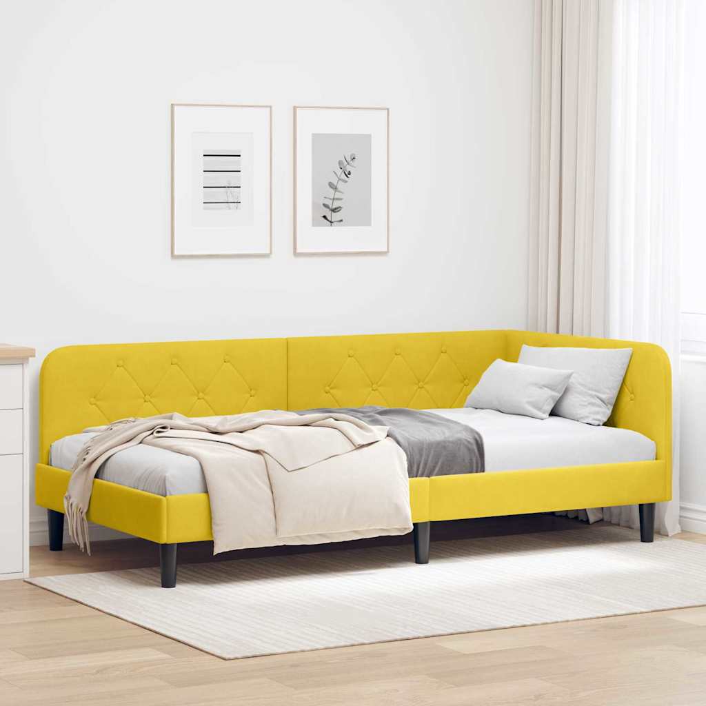 vidaXL Estructura de cama en esquina Amarillo 90 x 190 cm Terciopelo
