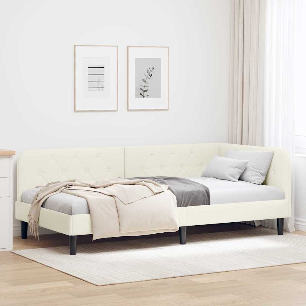 vidaXL Estructura de cama en esquina Crema 90 x 190 cm Terciopelo