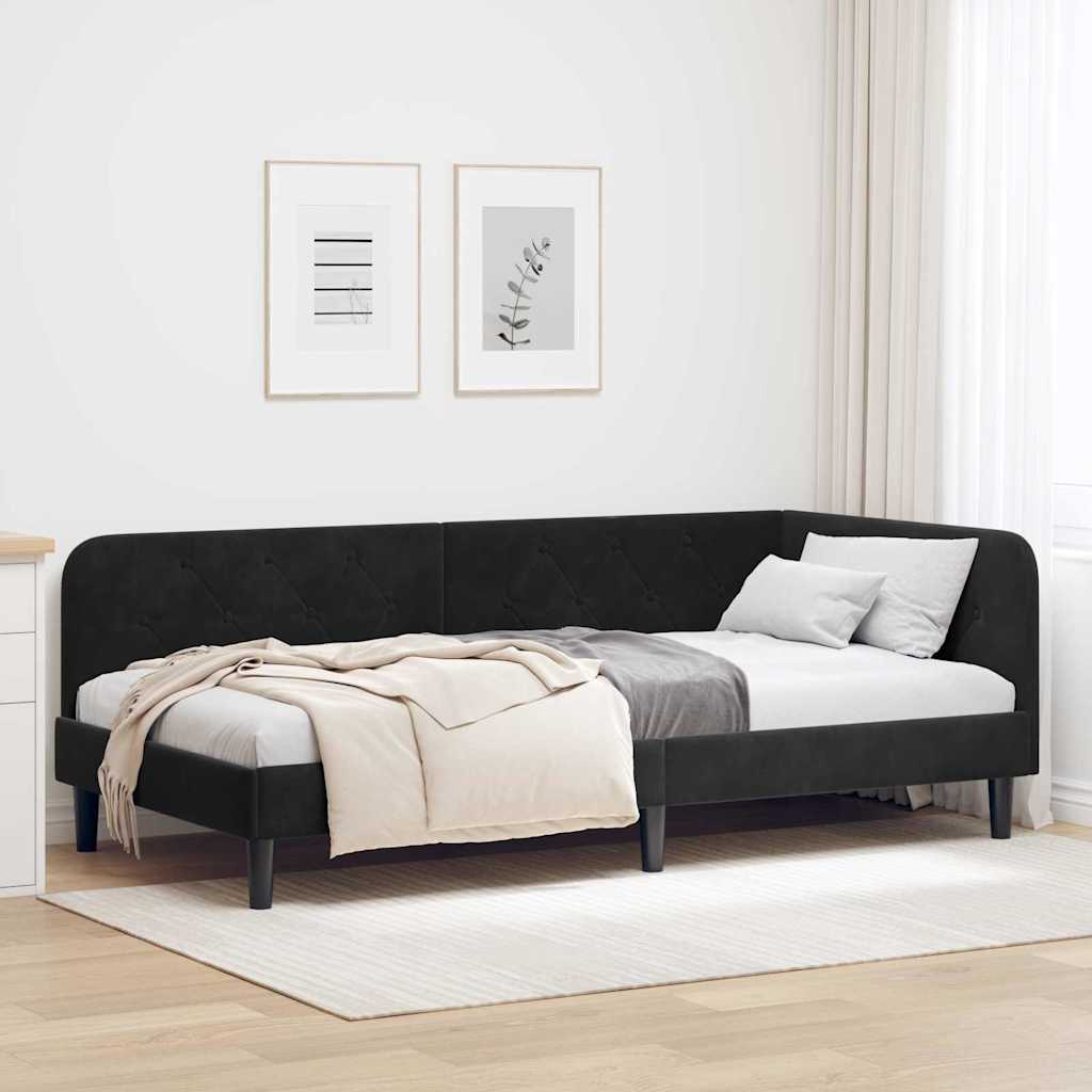 vidaXL Estructura de cama en esquina Negro 100 x 200 cm Terciopelo
