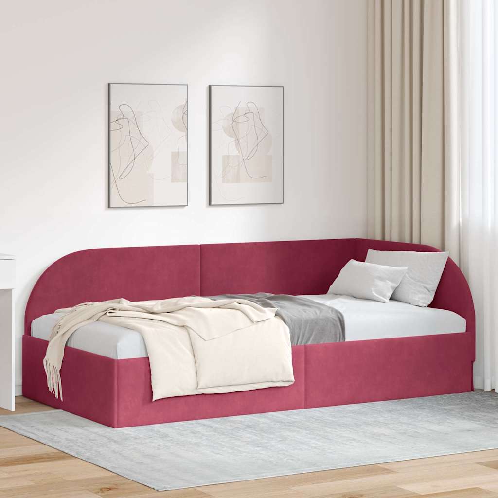 vidaXL Estructura de cama en esquina Rojo vino 80 cm x 200 cm