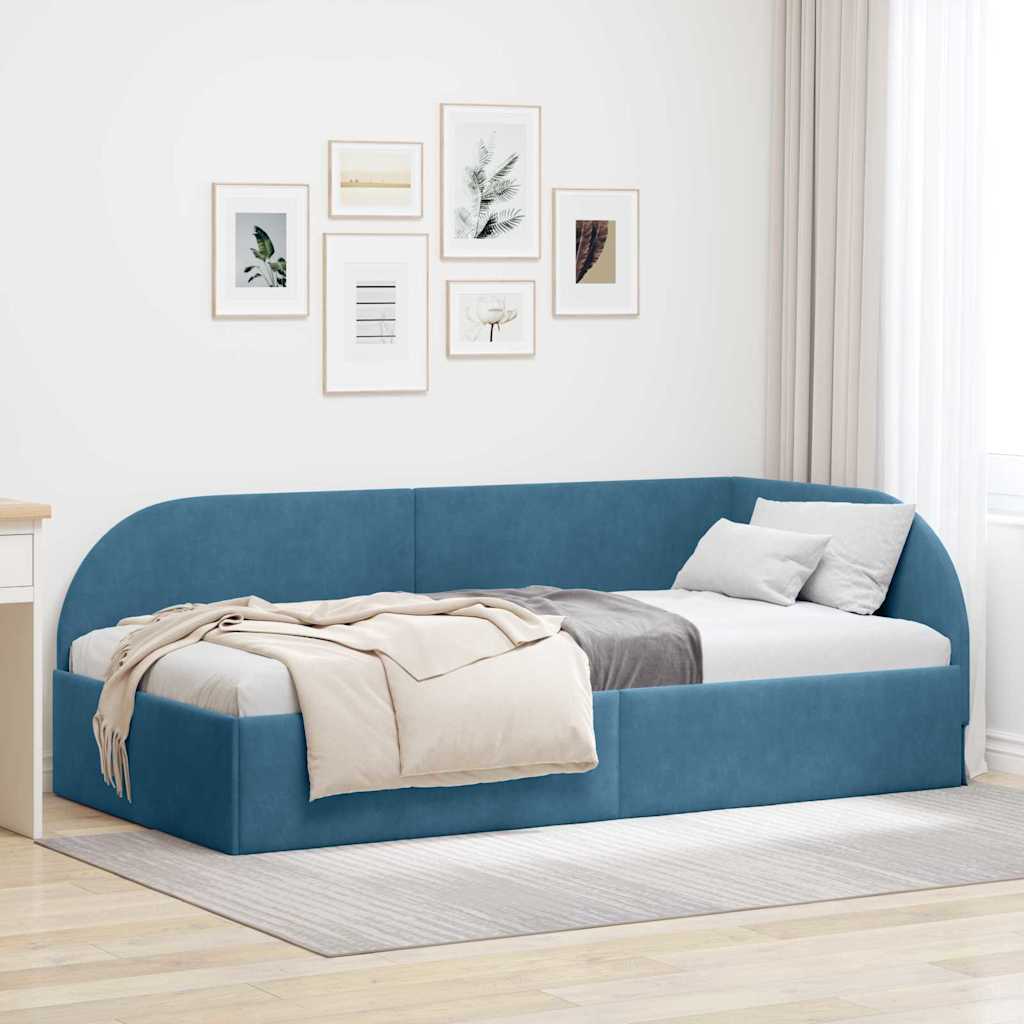vidaXL Estructura de cama en esquina Azul 90 cm x 200 cm Terciopelo