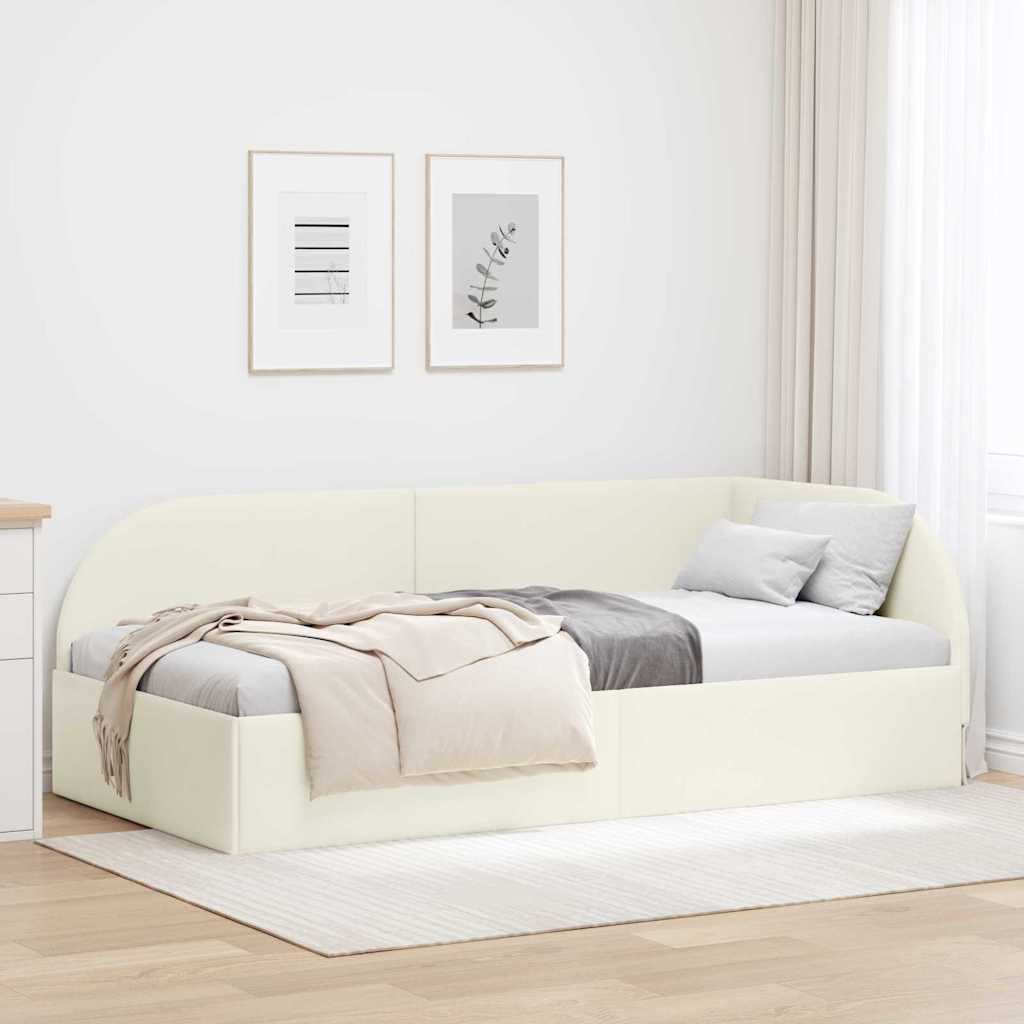 vidaXL Estructura de cama en esquina Crema 90 cm x 200 cm Terciopelo