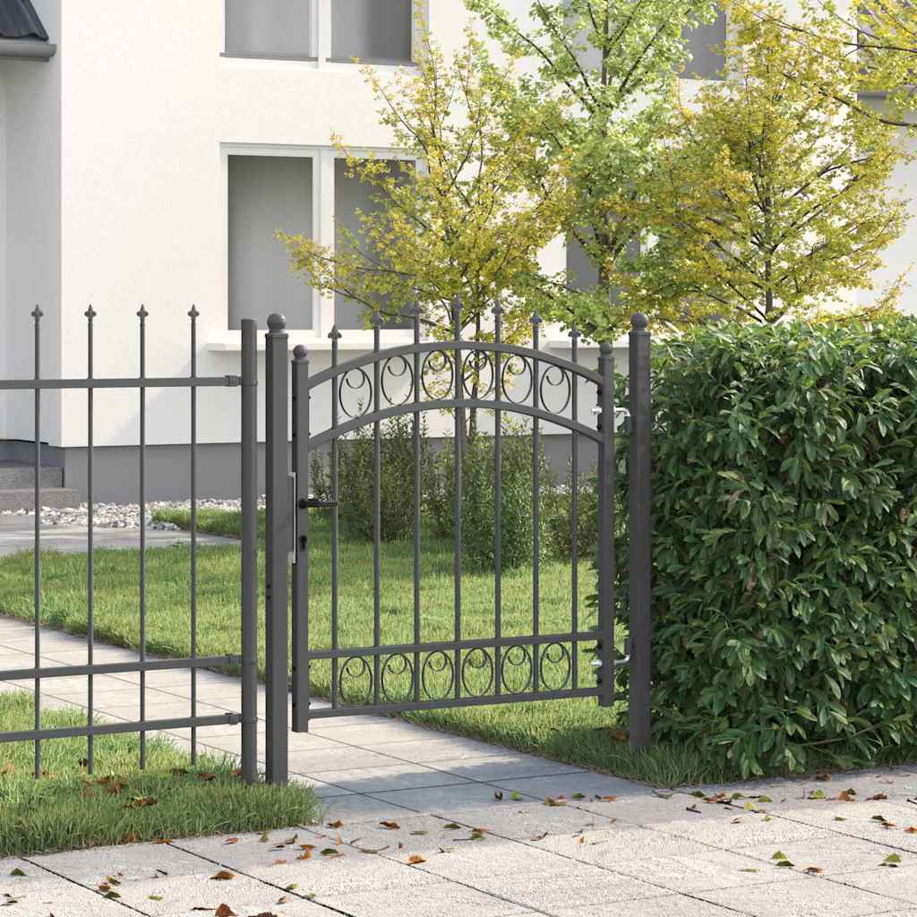 vidaXL Puerta de cerca con picos EMMEN 100 x 100 cm Gris Con cerradura