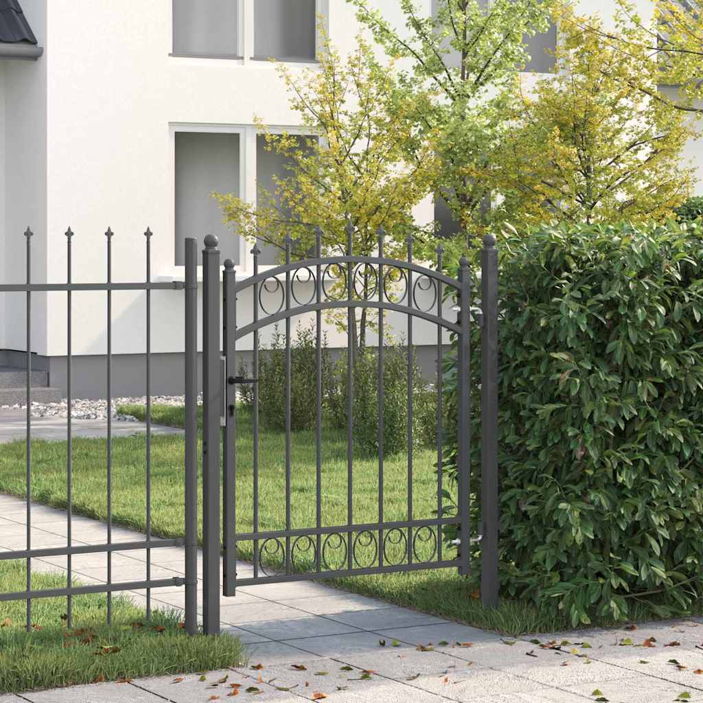vidaXL Puerta de cerca con picos EMMEN 125 x 100 cm Gris Con cerradura
