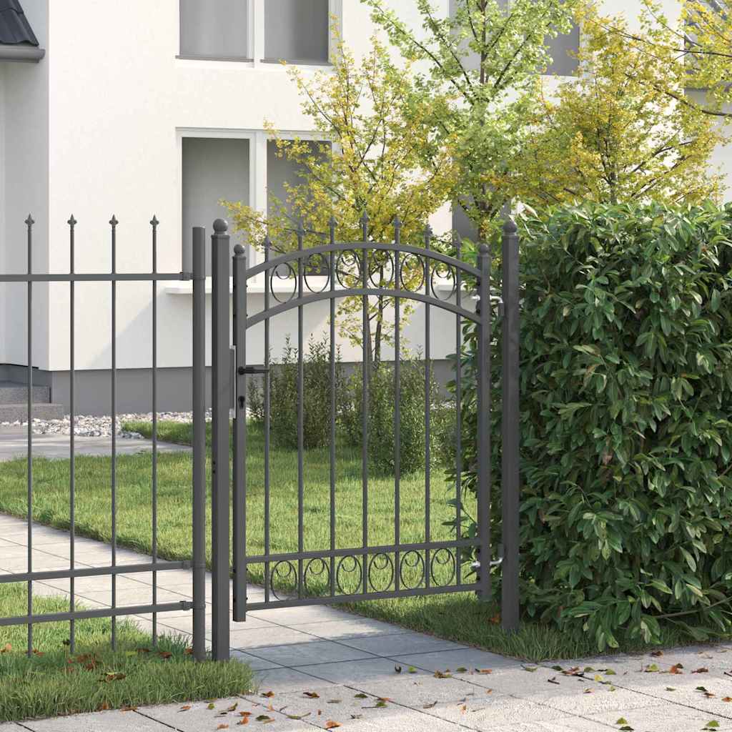 vidaXL Puerta de cerca con picos EMMEN 150 x 100 cm Gris Con cerradura