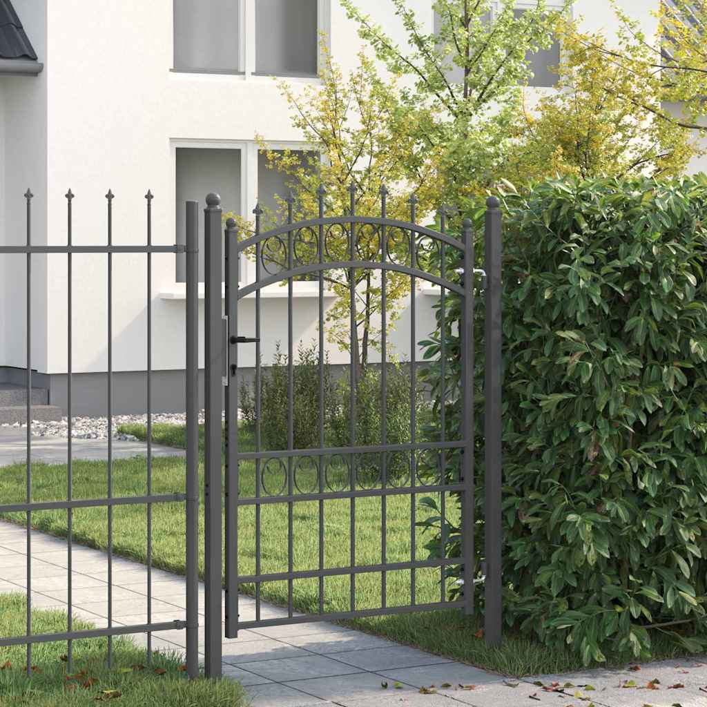 vidaXL Puerta de cerca con picos EMMEN 170 x 100 cm Gris Con cerradura