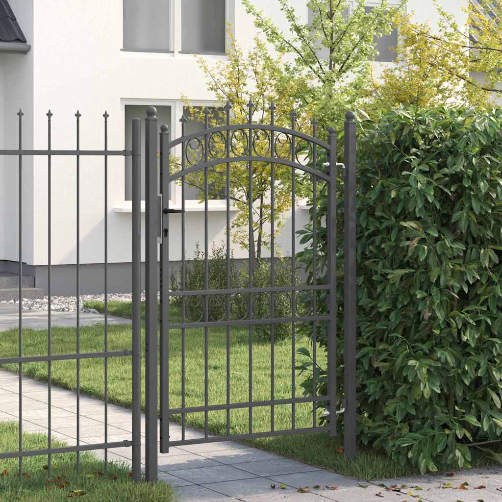 vidaXL Puerta de cerca con picos EMMEN 200 x 100 cm Gris Con cerradura