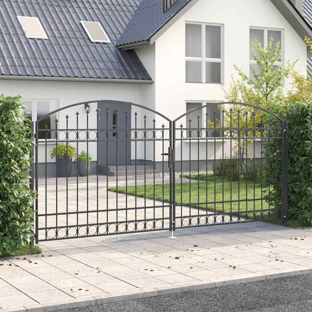 vidaXL Puerta de cerca ASSEN 401 x 224,5 cm Acero Gris Con cerradura