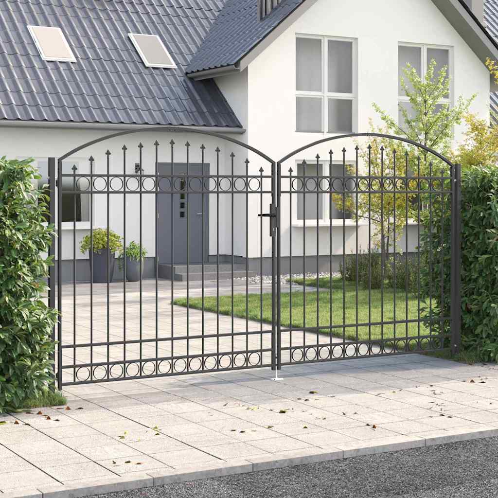 vidaXL Puerta de cerca ASSEN 401 x 250 cm Acero Gris Con cerradura