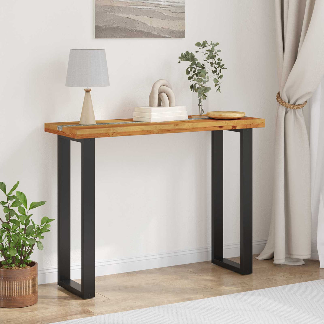 vidaXL Mesa Consola Marrón 100 x 35 x 75 cm Madera de teca maciza