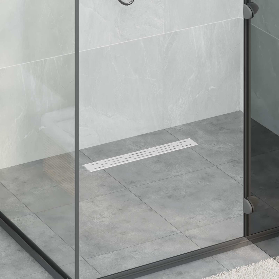vidaXL Desagüe de ducha diseño lineal con sifón 360° Plateado 50 cm