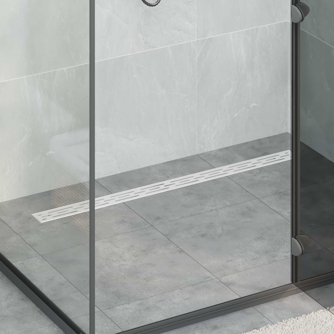 vidaXL Desagüe de ducha diseño lineal con sifón 360° Plateado 100 cm