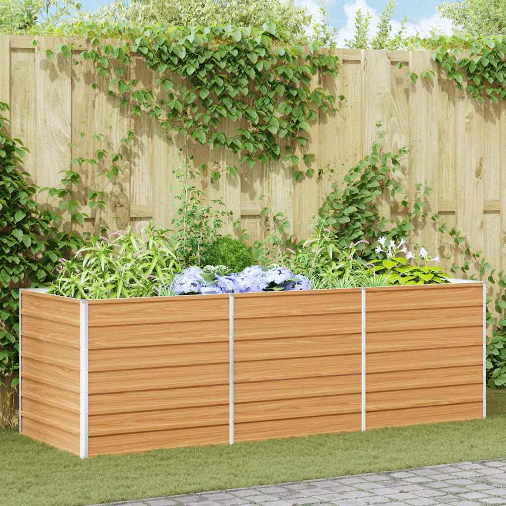 vidaXL Arriate elevado Marrón Claro 240 x 80 x 77 cm Acero Galvanizado