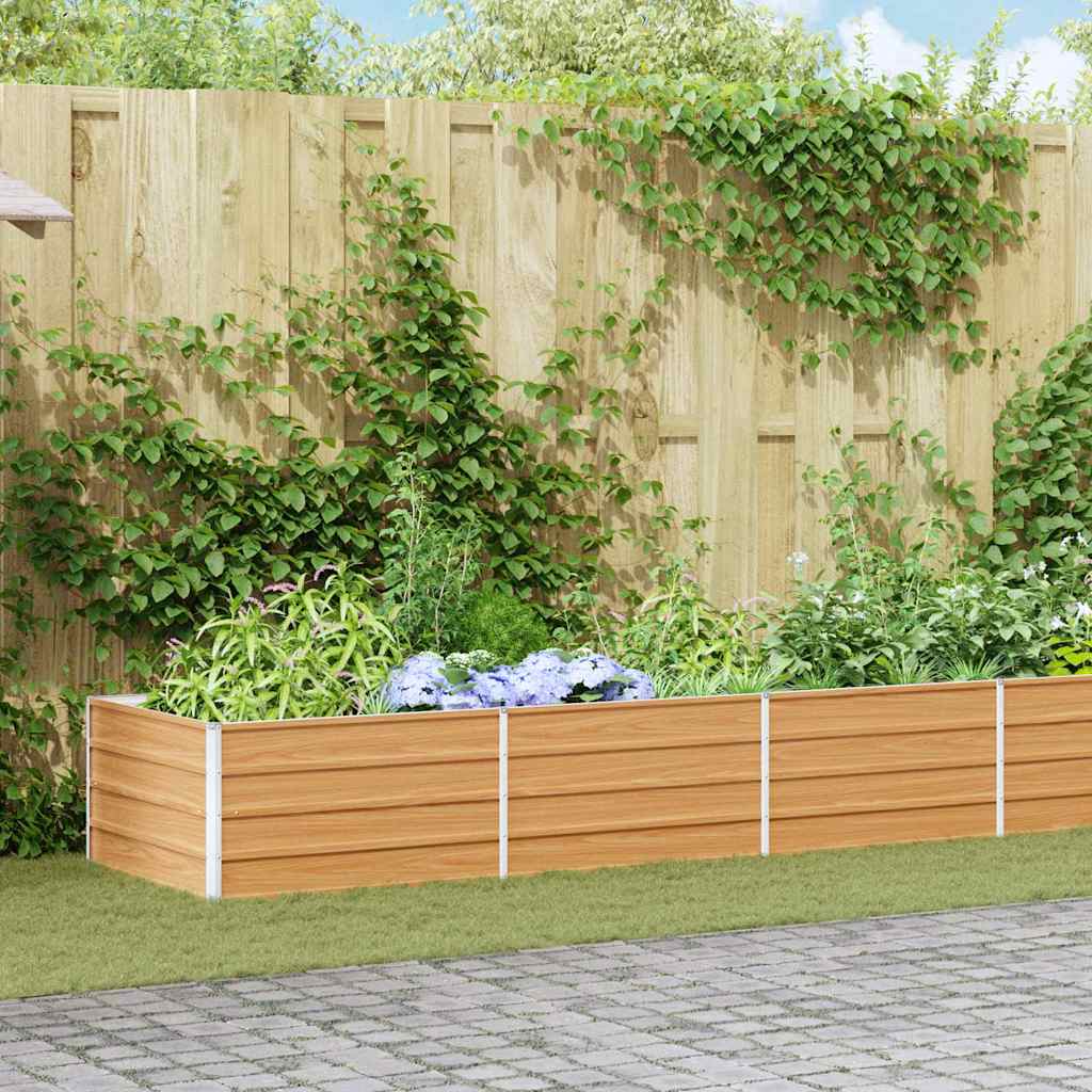 vidaXL Arriate elevado Marrón Claro 480 x 80 x 45 cm Acero Galvanizado