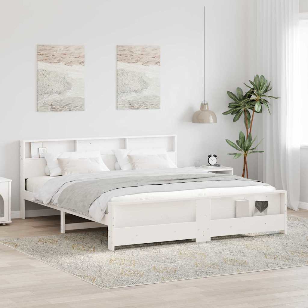 vidaXL Estructura de cama con estante 200 x 200 cm Pino macizo