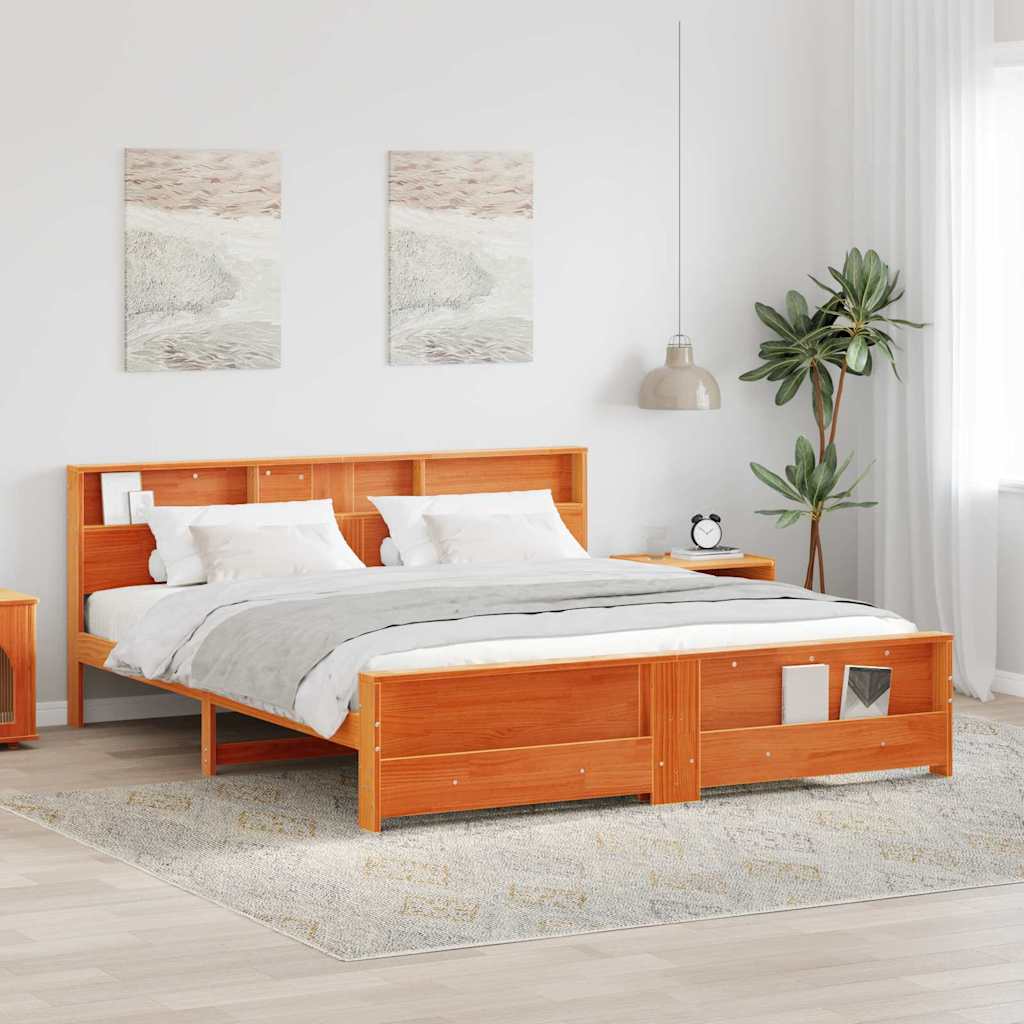 vidaXL Estructura de cama Marrón cera 200 x 200 cm Pino macizo