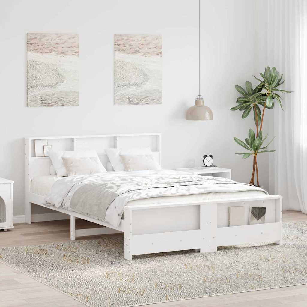 vidaXL Estructura de cama con estante 160 x 200 cm Pino macizo