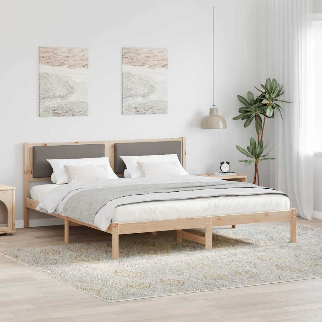 vidaXL Estructura de cama Taupé 200 x 200 cm Madera de pino macizo