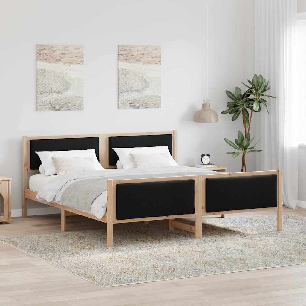 vidaXL Estructura de cama con cabecera Negro 200 x 200 cm tela