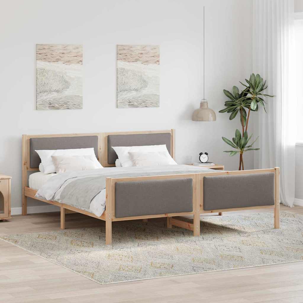 vidaXL Estructura de cama con cabecera Taupé 200 x 200 cm tela