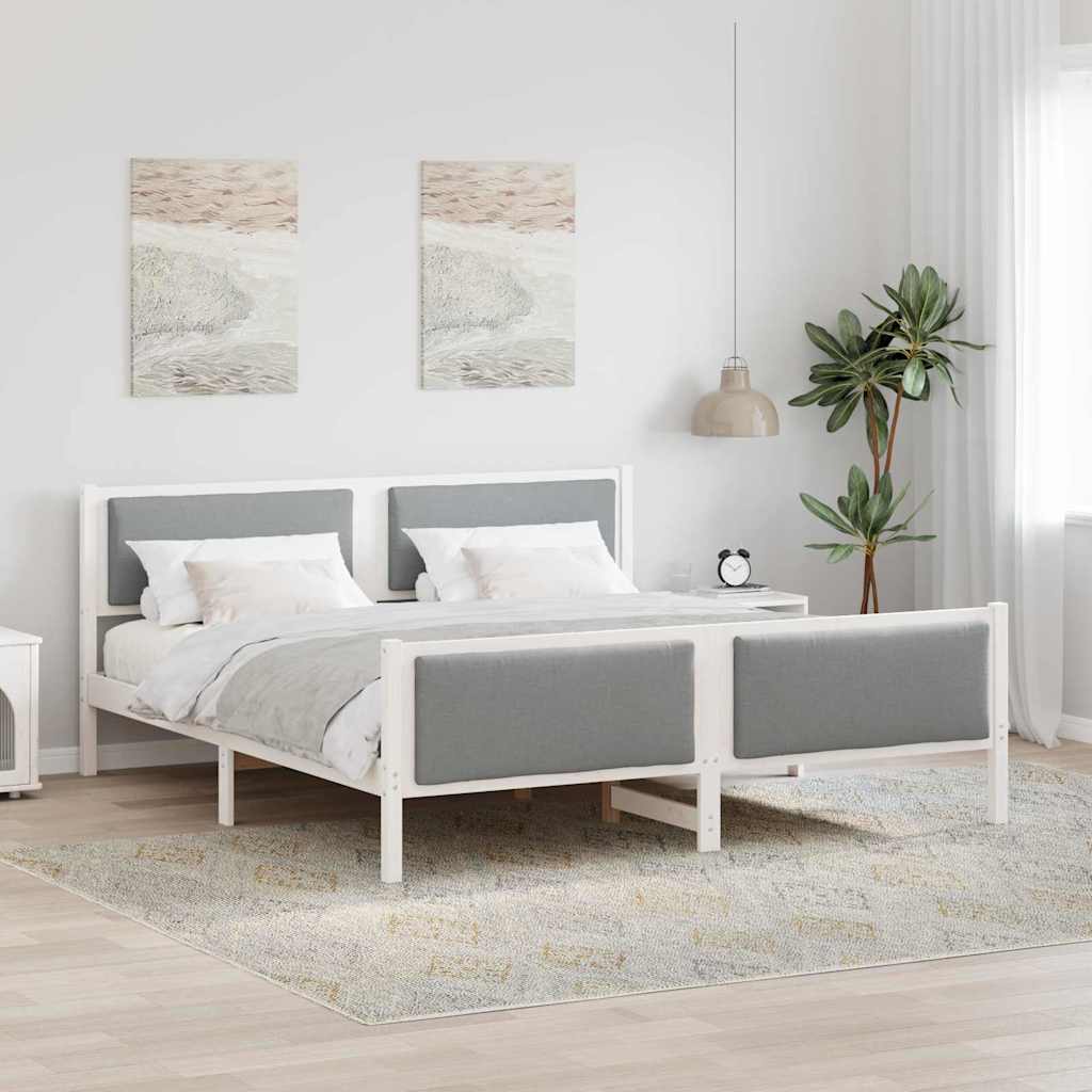 vidaXL Estructura de cama con cabecera Gris Claro 200 x 200 cm tela
