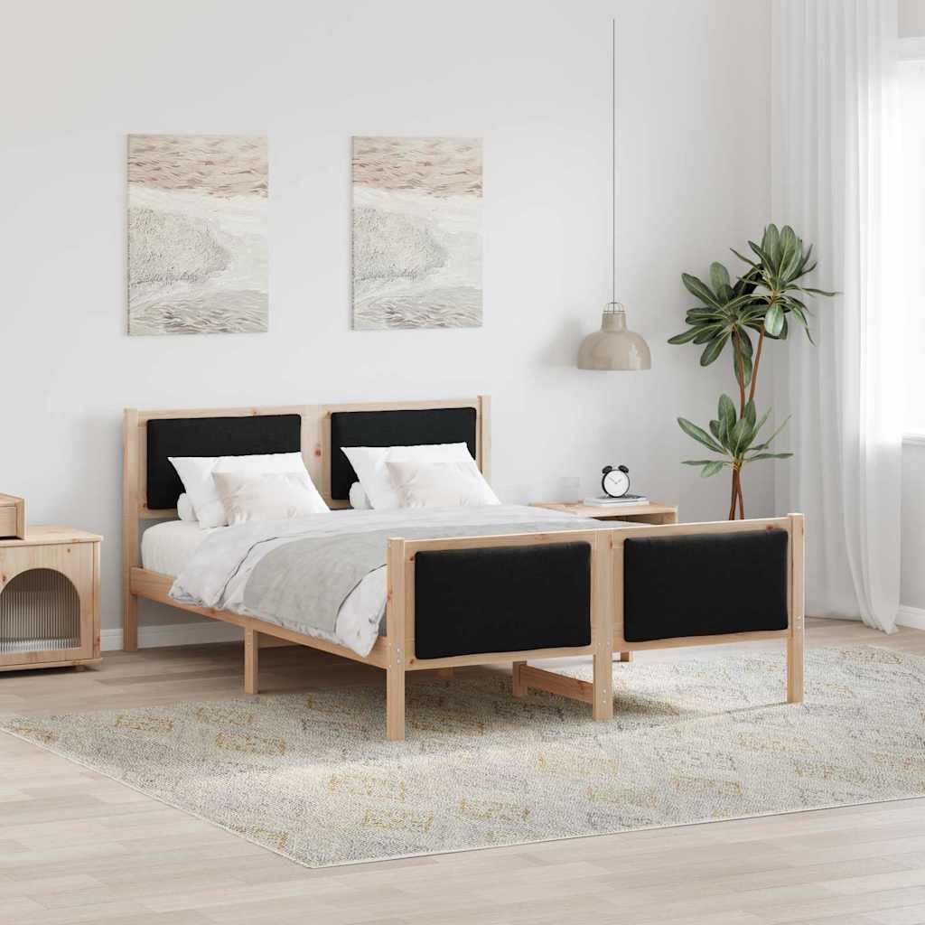 vidaXL Estructura de cama con cabecera Negro 160 x 200 cm tela