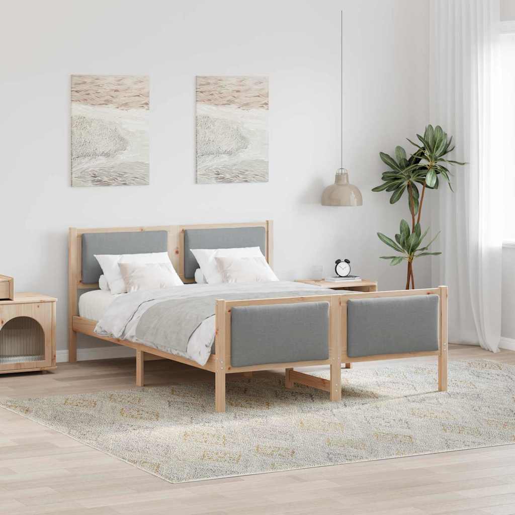 vidaXL Estructura de cama con cabecera Gris Claro 140 x 200 cm tela