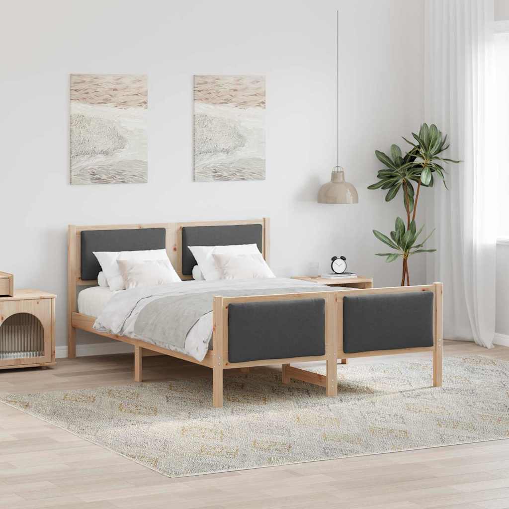 vidaXL Estructura de cama con cabecera Gris oscuro 140 x 200 cm tela
