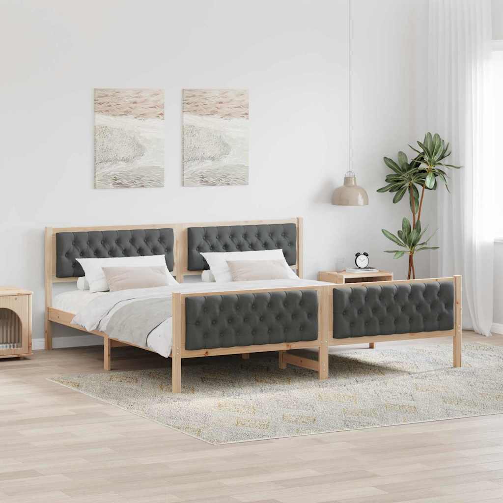 vidaXL Estructura de cama con cabecera Gris oscuro 200 x 200 cm