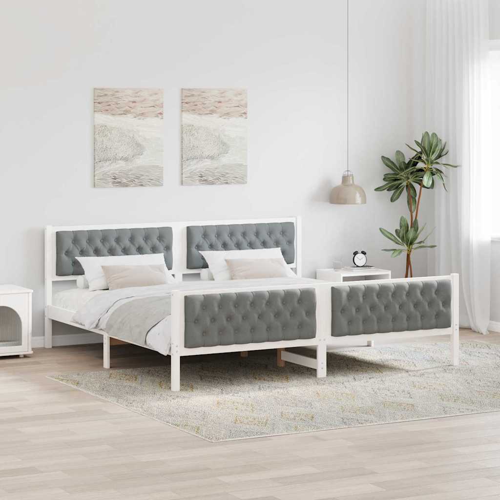 vidaXL Estructura de cama con cabecera Gris Claro 200 x 200 cm