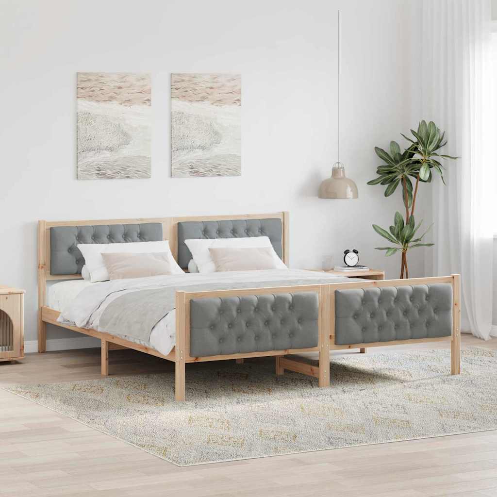 vidaXL Estructura de cama con cabecera Gris Claro 180 x 200 cm