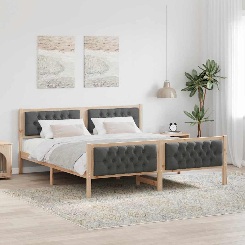 vidaXL Estructura de cama con cabecera Gris oscuro 180 x 200 cm