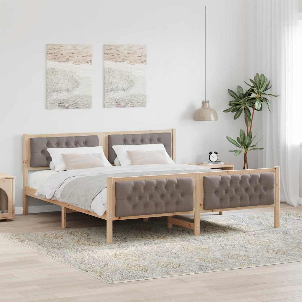 vidaXL Estructura de cama Taupé 180 x 200 cm Madera de pino macizo