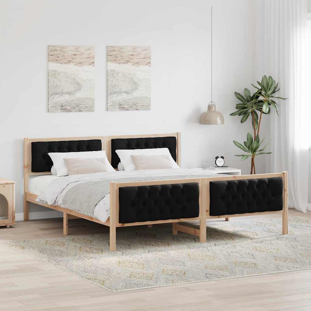 vidaXL Estructura de cama Negro 160 x 200 cm Madera de pino macizo