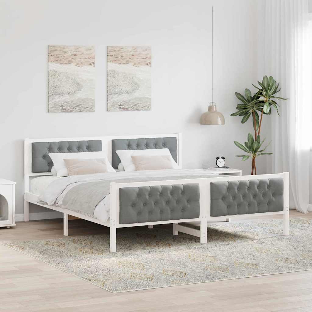 vidaXL Estructura de cama con cabecera Gris Claro 160 x 200 cm