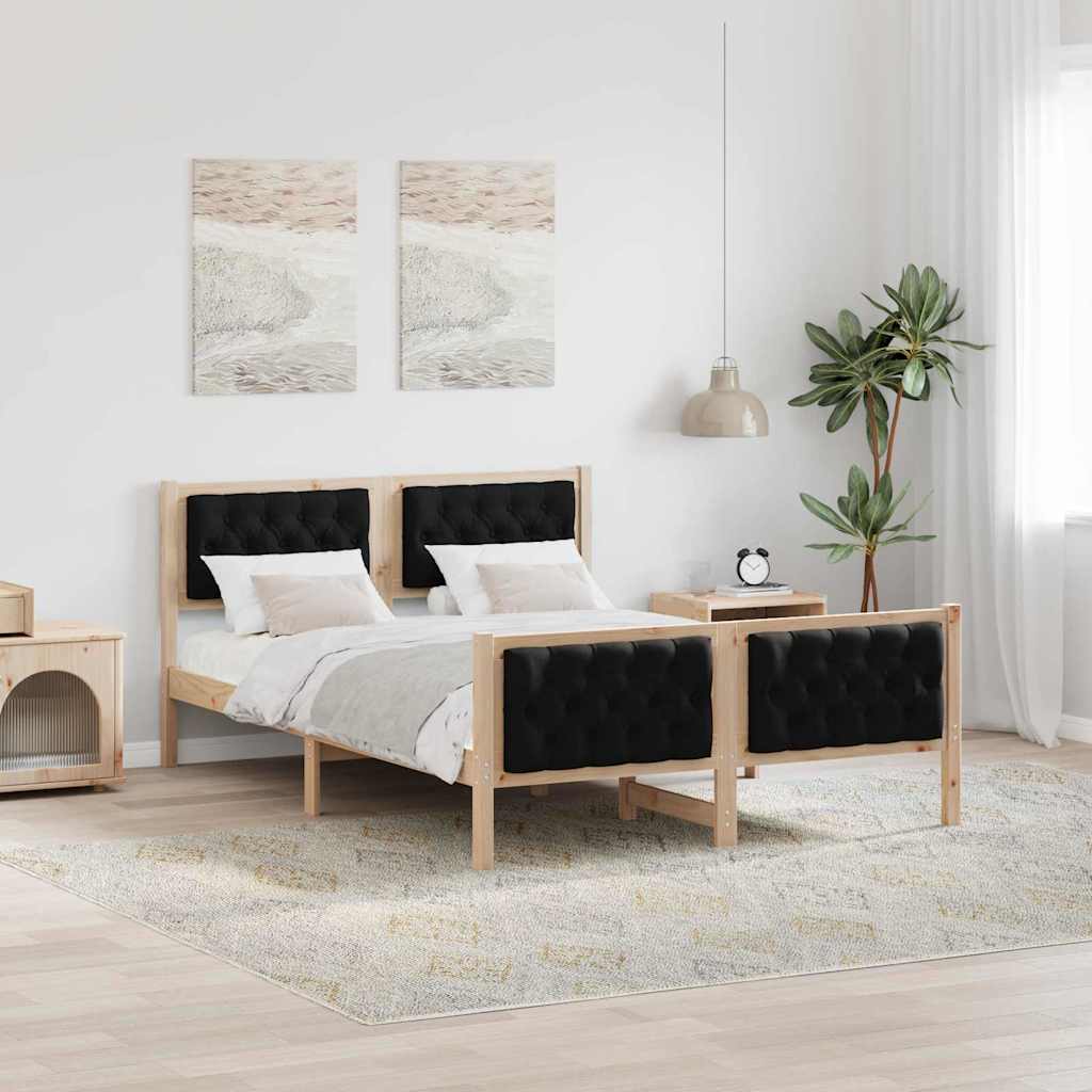 vidaXL Estructura de cama Negro 150 x 200 cm Madera de pino macizo